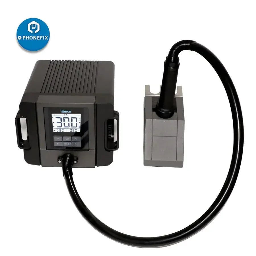 Quick TR1300A 1300W BGA rework station for phone soldering and repair, featuring intelligent hot air technology by PHONEFIX.