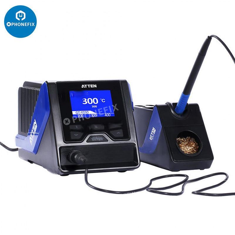 Atten GT-6150 150W BGA soldering station by PHONEFIX with digital display and lead-free soldering tip in a professional workspace.