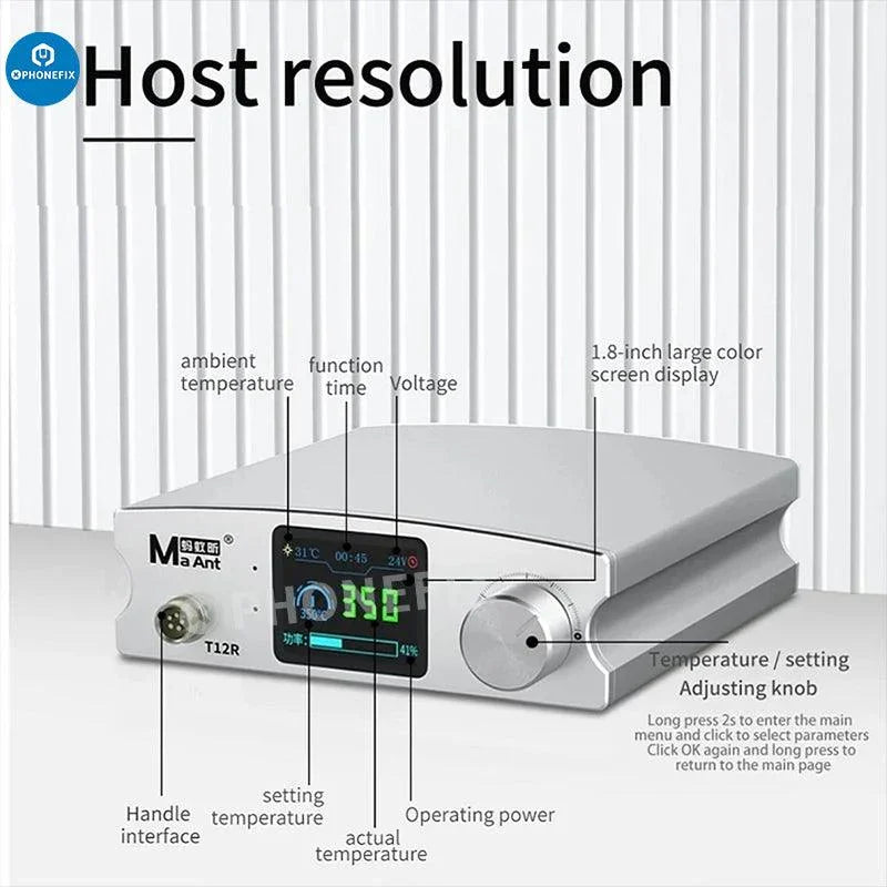 MaAnt T12R intelligent BGA soldering station by PHONEFIX with digital controls and precision tips for PCB repair and welding.