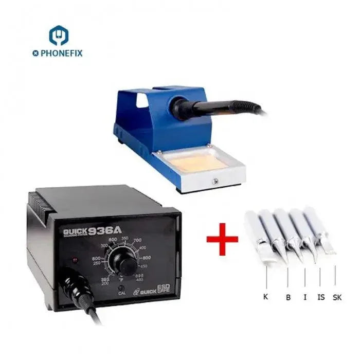 PhoneFix QUICK 936A BGA Soldering Station with 60W SMD ESD welding soldering iron for precise electronics repair.