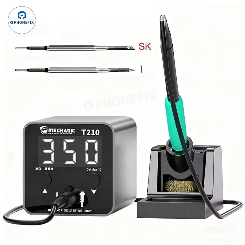 PhoneFix T-210 BGA soldering station, intelligent desktop soldering iron welding station with ergonomic design and digital controls.