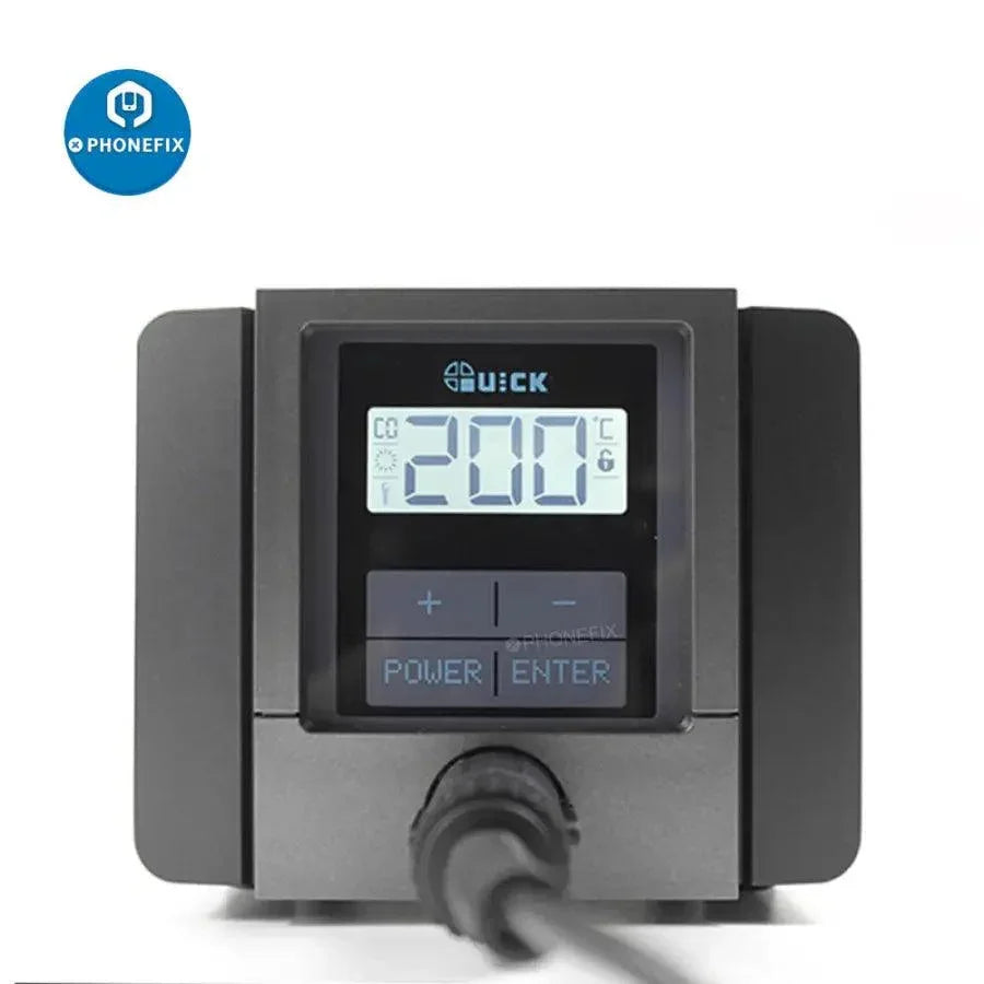 Original QUICK TS1100 BGA soldering station by PHONEFIX with 90W welding tool and digital controls for precise soldering tasks.