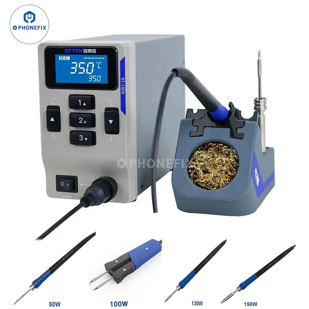 PHONEFIX ATTEN ST-1509 BGA soldering station with electric tweezers and welding iron for precise electronic repairs and soldering tasks.