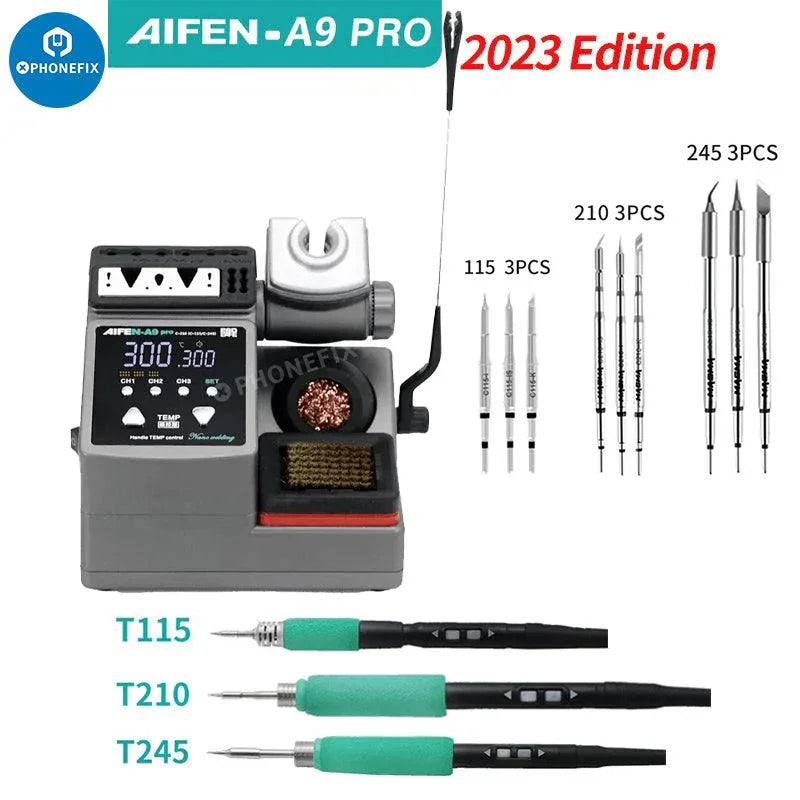 Aifen A9 Pro 120W BGA soldering station with C210, C245, C115 iron tips for precise electronics repair by PHONEFIX.