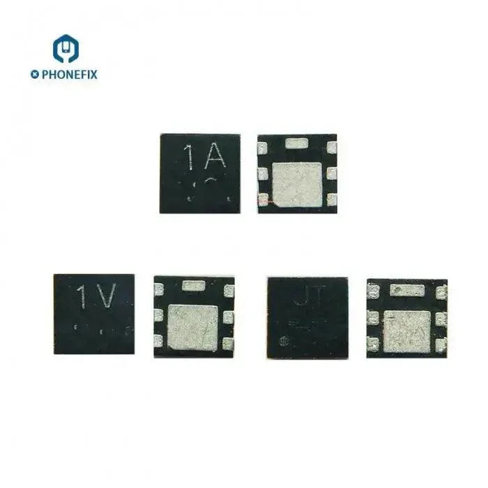 Vivo X7 and OPPO R11 USB charging IC chip for PhoneFix, close-up of the small electronic component on a circuit board
