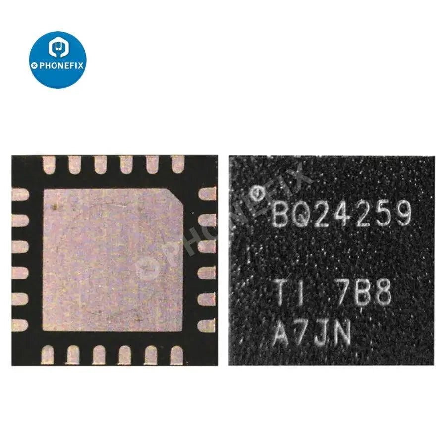 PHONEFIX BQ25910/24259/27426/27425/24297 IC charging chip for Android phones, close-up of the electronic component on a circuit board.