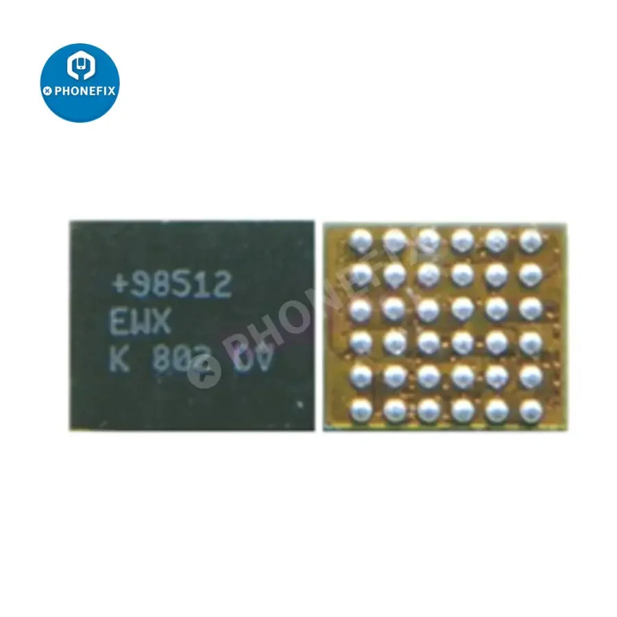 Power audio display frequency IC for Samsung S9, A7, A10 smartphones, used as a replacement component by PHONEFIX.