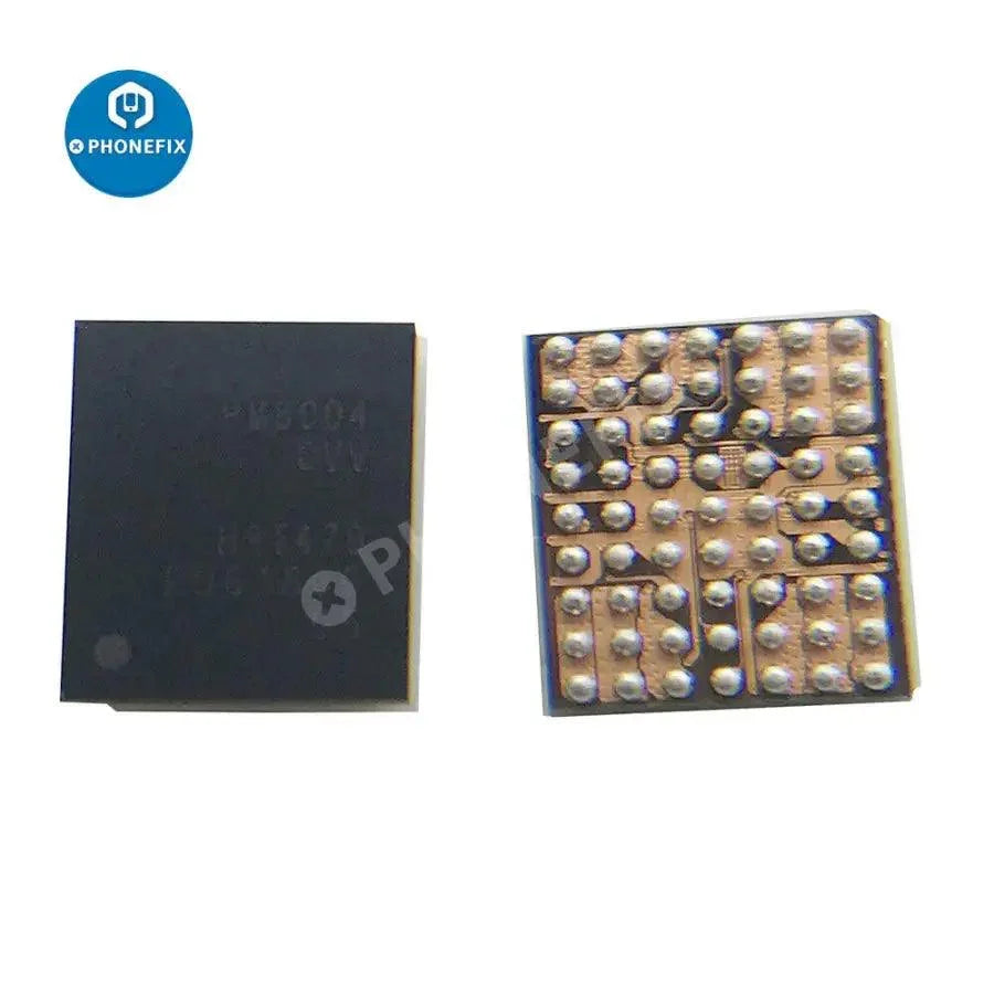 Samsung Galaxy S7, S7 Edge, and Note 7 Power IC chip from PHONEFIX, close-up of the electronic component on a white background.