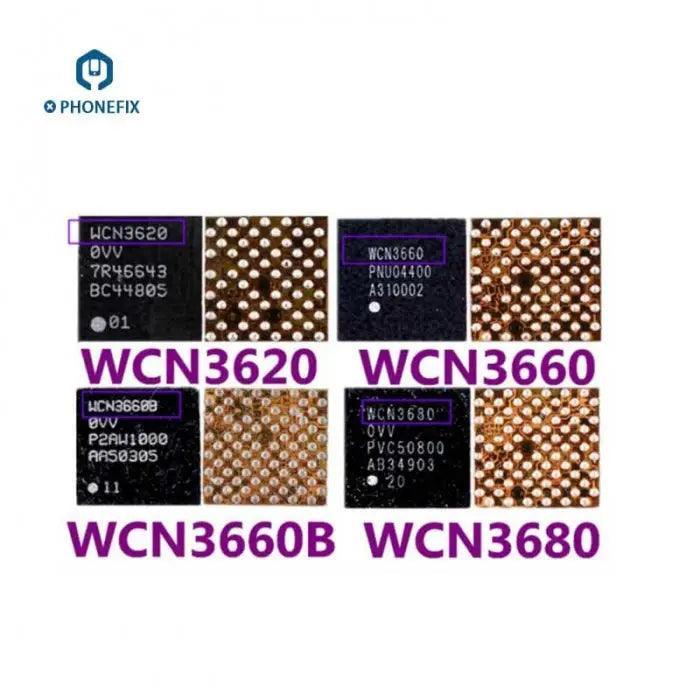 WiFi IC module WCN3620, WCN3660, 3680B for Xiaomi Redmi smartphones, used for Wi-Fi repair and component replacement.