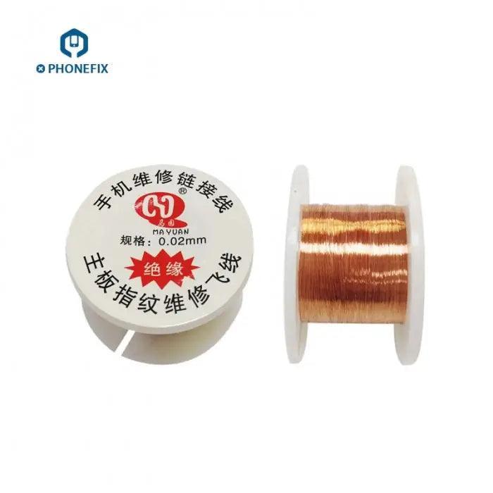 Insulated 0.01/0.02mm copper welding jumper wire for PCB boards, designed for electronics repair and soldering projects.