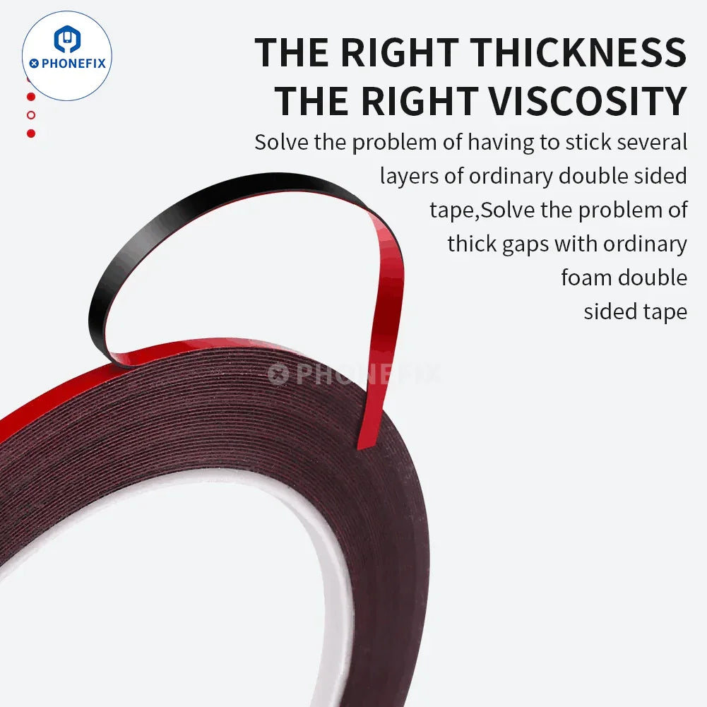 Heat resistant double sided tape for phone LCD screen repair, 10M length, ideal for phone repair consumables from PHONEFIX.