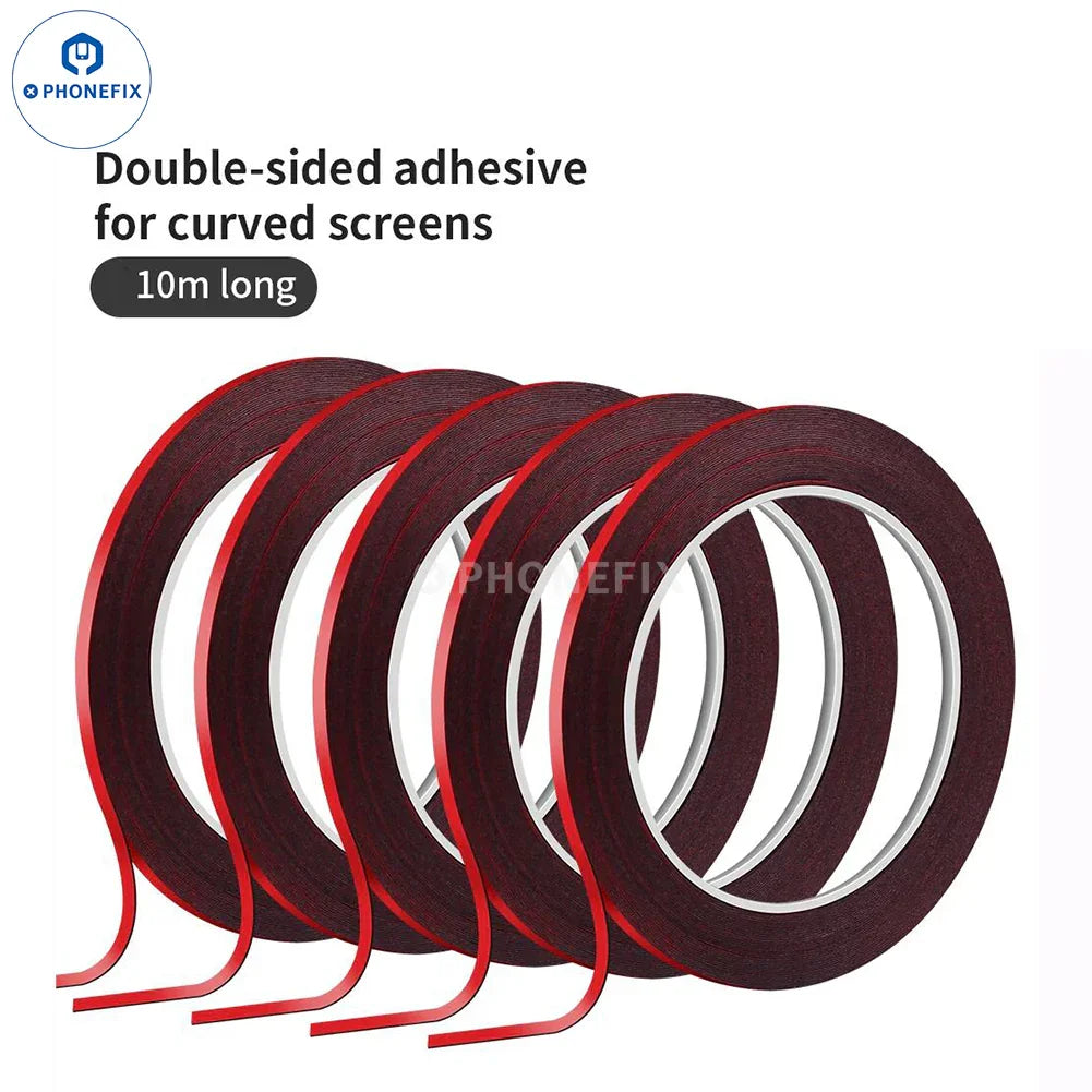 10M heat resistant double-sided tape for phone LCD screen repair, by PHONEFIX, shown in a close-up image of the adhesive roll.