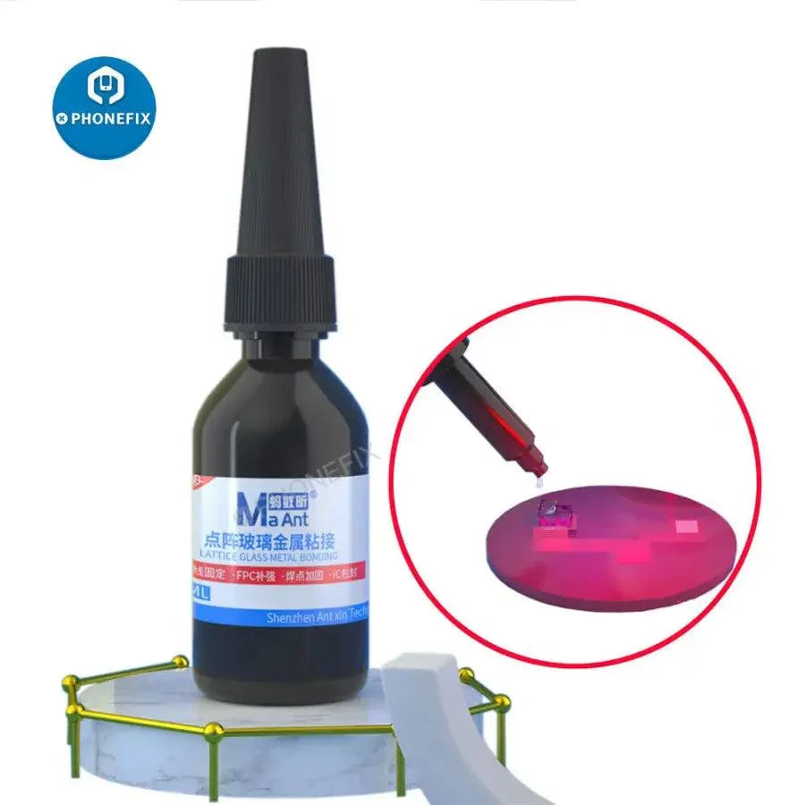 MaAnt F007 Dot Matrix Glass and Metal Bonding Adhesive Glue for electronic repairs, shown in a close-up image.