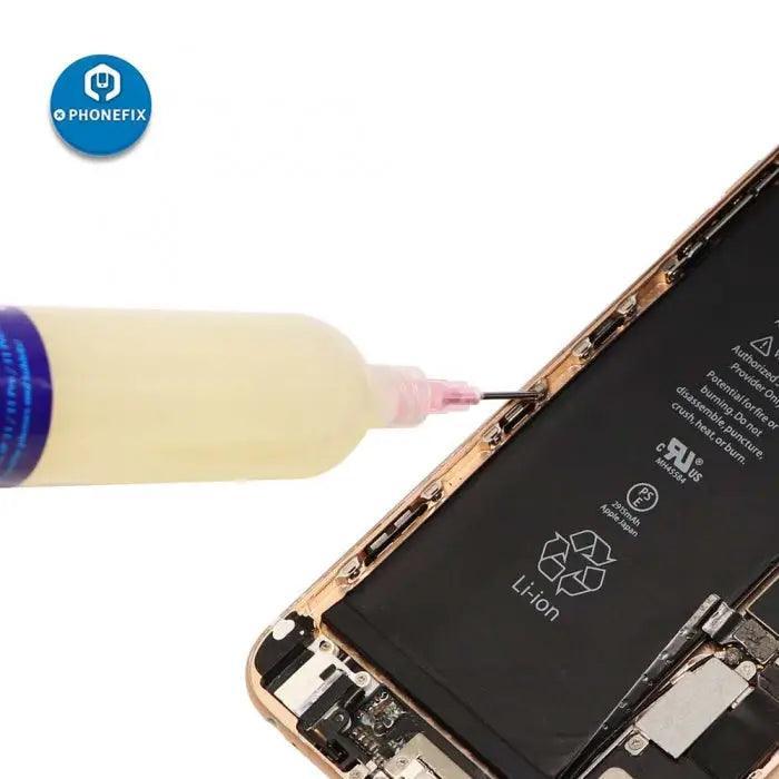 Mechanic 30ML LCD screen middle frame liquid adhesive glue from PHONEFIX, used for smartphone screen repairs.