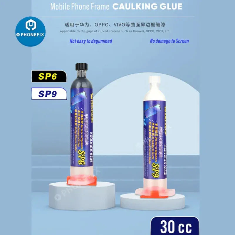 PhoneFix Mechanic 30ML LCD screen middle frame liquid adhesive glue for smartphone repair, shown in the image.