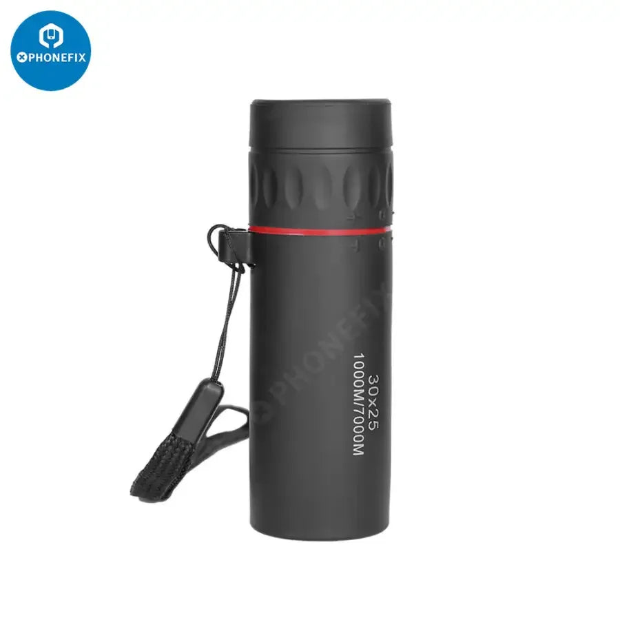 HD 30x25 monocular telescope by PHONEFIX showing zooming focus and optical scope with a compact design.