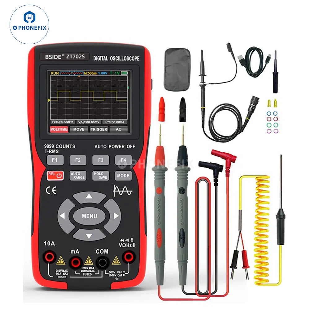 PHONEFIX BSIDE digital multimeter with color screen, high-precision oscilloscope features, suitable for accurate electrical measurements.