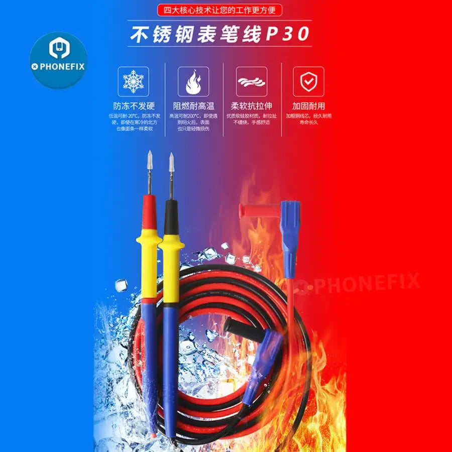Digital multimeter DS-HP30 by PHONEFIX with MAX current pressure test cable for accurate electrical measurements.