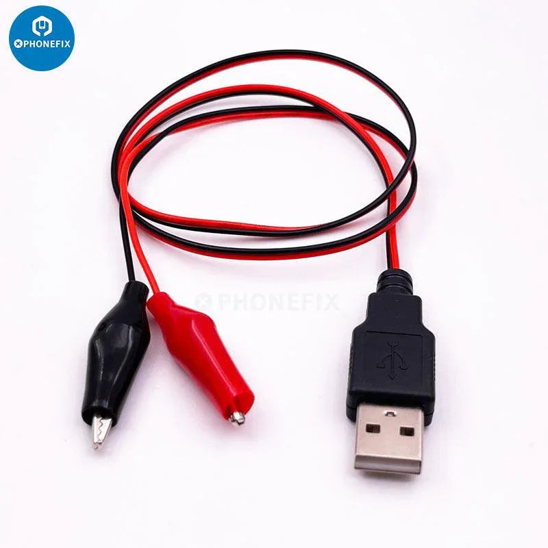 Digital multimeter alligator clip test leads with male and female connectors and USB power detector by PHONEFIX.
