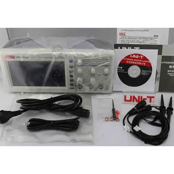 UNI-T UTD2102CEX digital oscilloscope with 100MHz bandwidth, 2 channels, and 1Gs/S sampling rate.