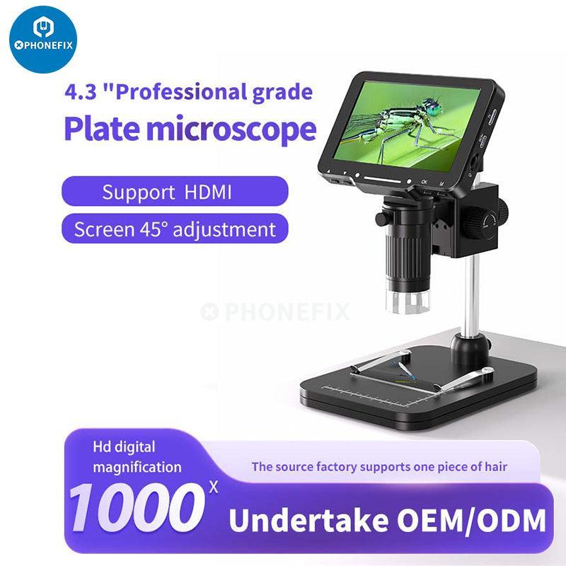Electric digital microscope with 4.3-inch screen, 20MP camera, and 1000X magnification by PHONEFIX.