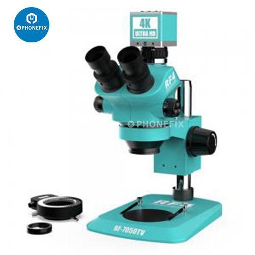 RF-7050 Trinocular Stereo Microscope with 4K Full HD camera, electric microscope for detailed scientific observations.