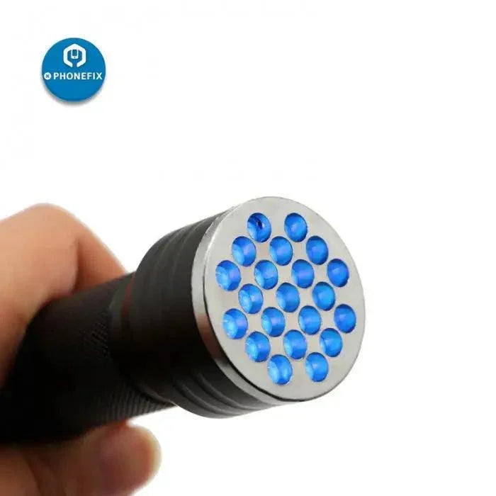 PHONEFIX UV Glue Dryer Ultraviolet Flashlight for phone screen repair, electric power tool with LED UV light for precise drying.