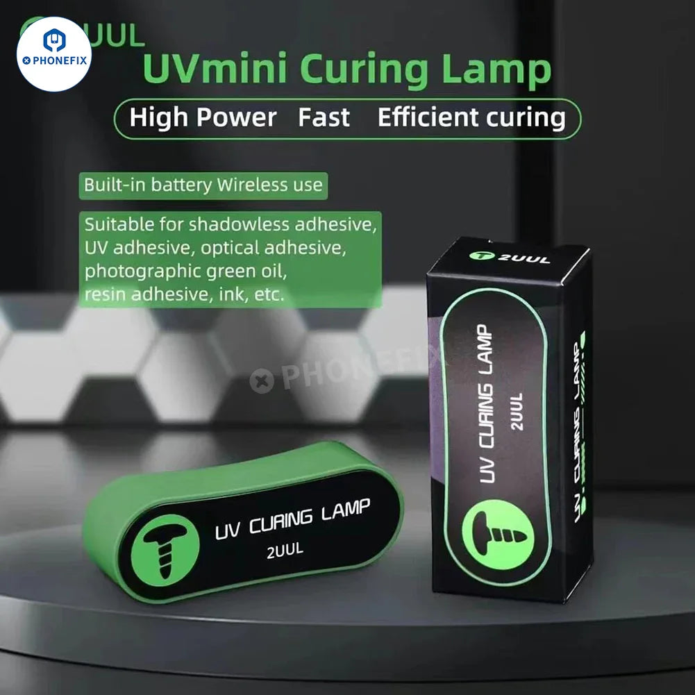 PHONEFIX 2UUL SC05 SC08 UV curing lamp for motherboard repair, electric power tool used for precise UV light application.