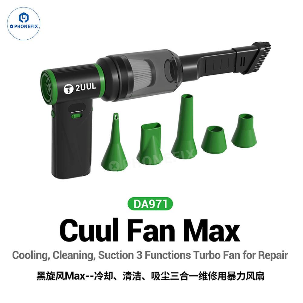 Electric power tool by PHONEFIX, 2UUL Cuul Turbo Fan Pro for cooling and cleaning during phone repair processes.