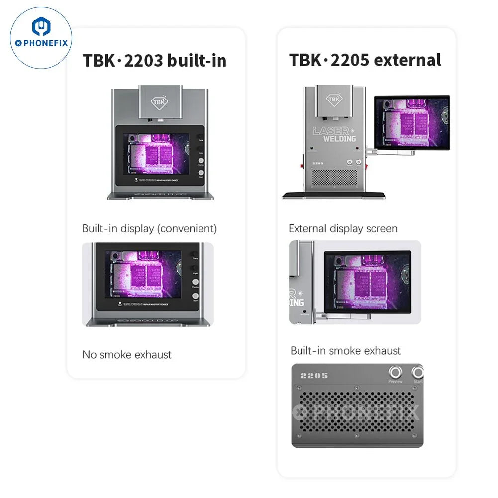 Phonefix TBK laser welding machine for chip desoldering and glue removal, electric welding tool with precision laser technology.
