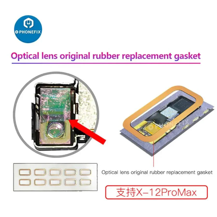 Optical lens original rubber replacement gasket for iPhone X to iPhone 12 Pro Max, used as a Face ID test tool by PHONEFIX.