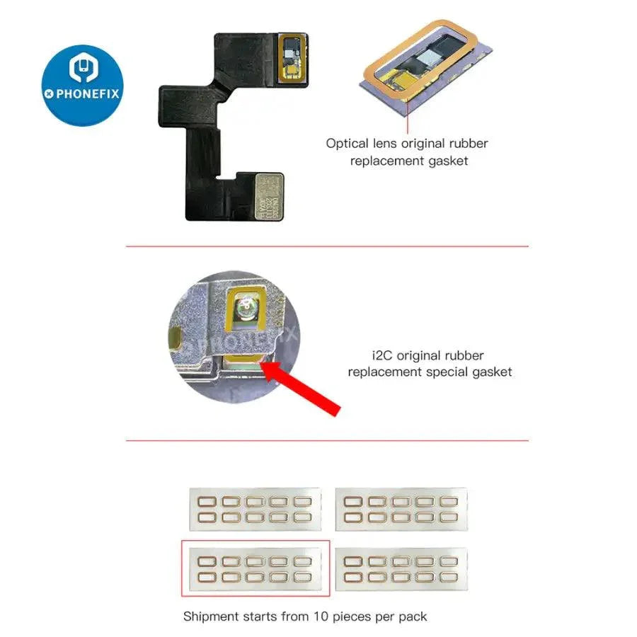 Optical lens rubber replacement gasket for iPhone X to 12 Pro Max, used as a Face ID test tool by PHONEFIX.
