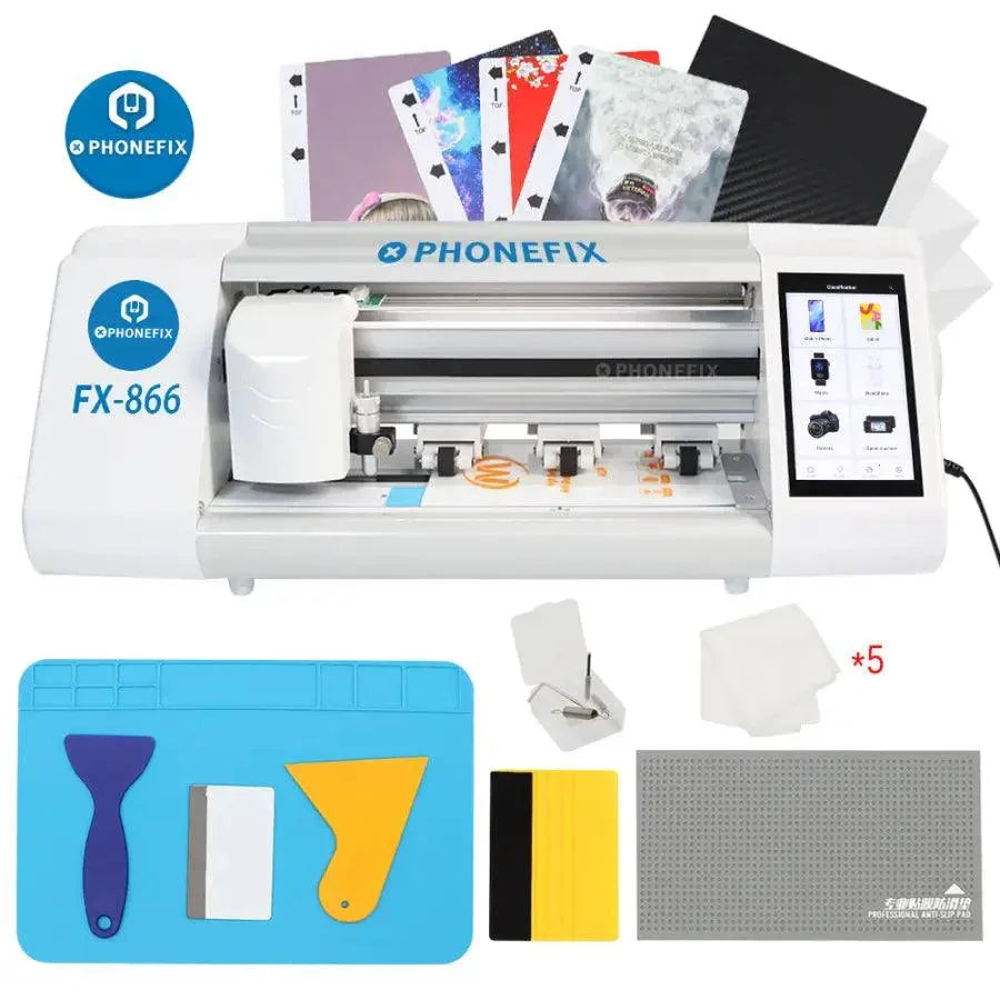 PHONEFIX FX-866 auto film cutting machine for phone glass protect film, precision cutter for phone screen protectors.