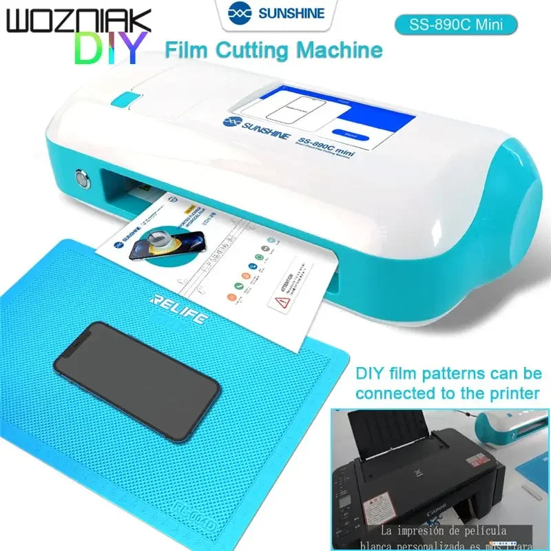 Phonefix SS-890C Mini Cutting Machine for DIY hydrogel film cutting, compact and intelligent phone repair tool.