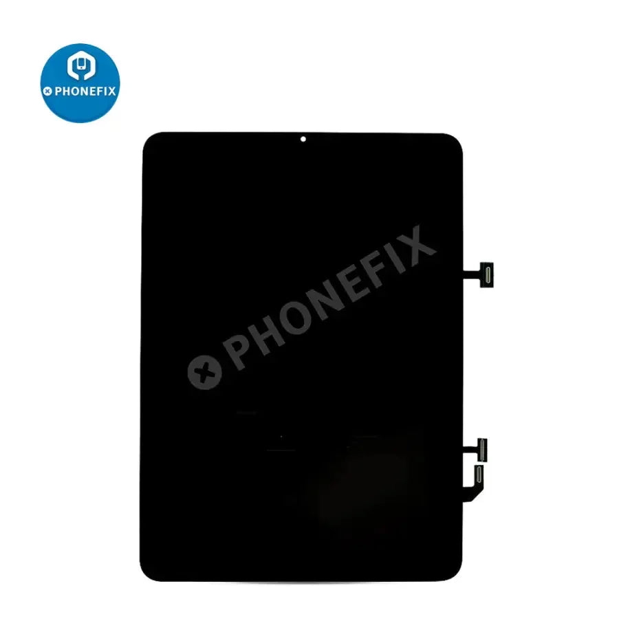 iPad Air 4 LCD screen and digitizer assembly replacement by PHONEFIX, showing the assembled screen with front view.