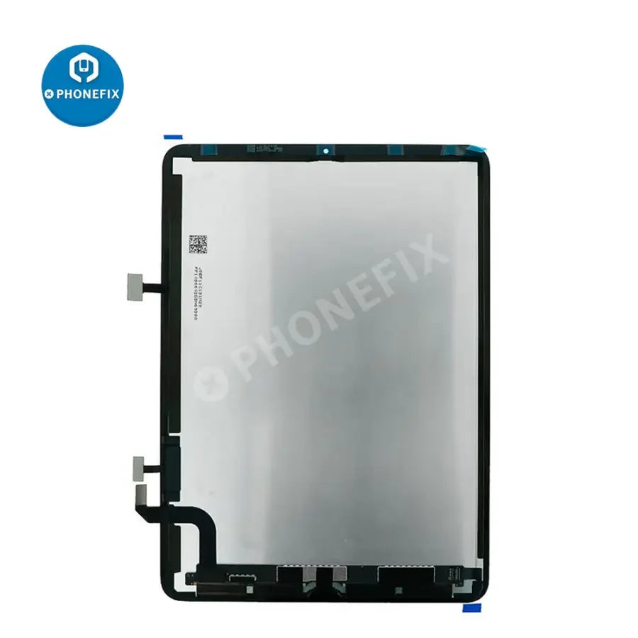 iPad Air 4 LCD screen and digitizer assembly replacement by PHONEFIX, showing the assembled screen with front view.