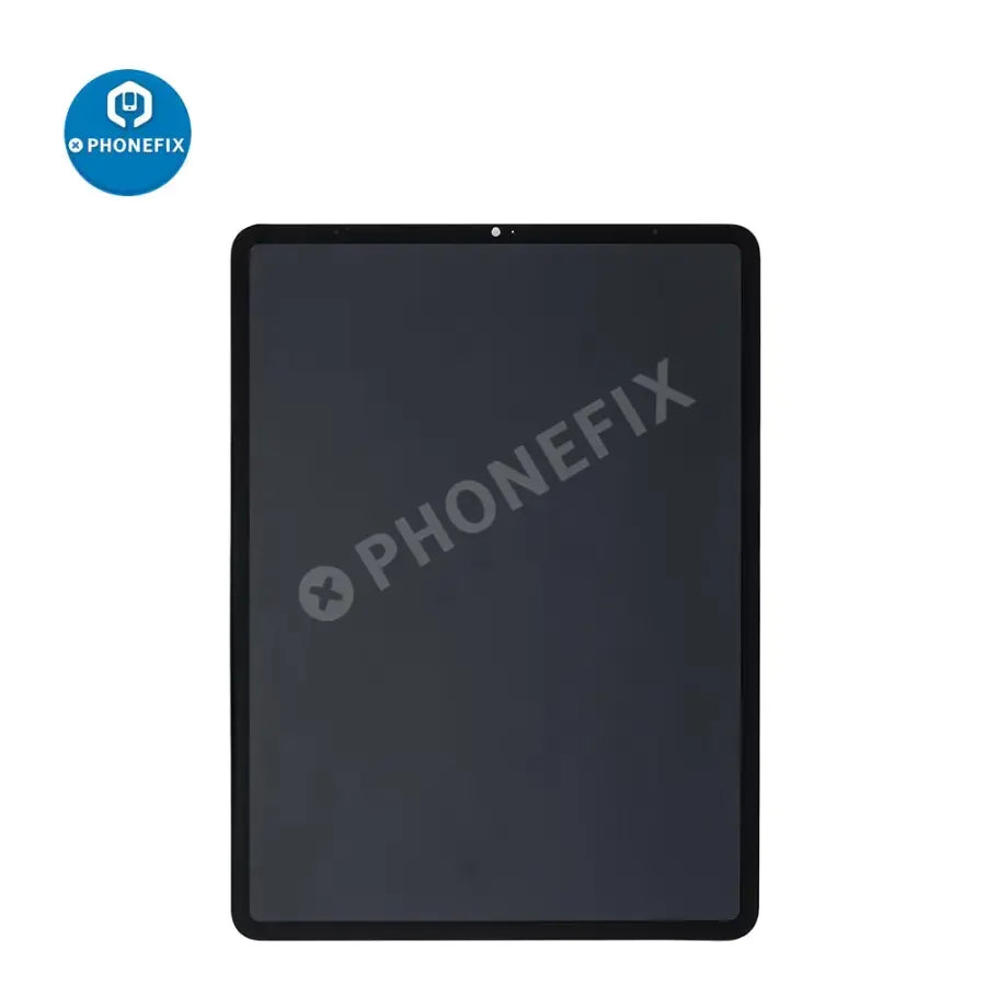 iPad Pro 12.9" 5th Gen LCD display touch screen digitizer assembly replacement by PHONEFIX, showing the assembled screen and digitizer.