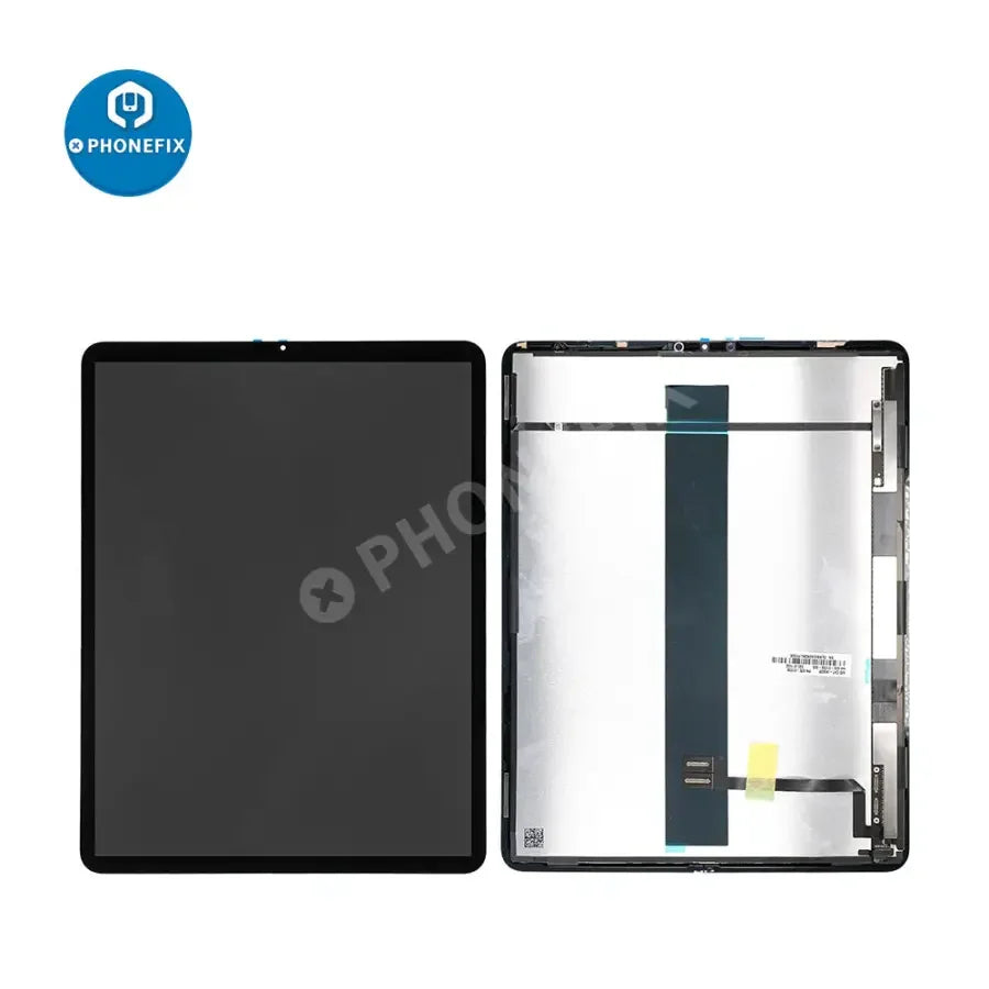 iPad Pro 12.9-inch 3rd Gen LCD screen with digitizer assembly replacement by PHONEFIX, showing assembled display and digitizer components