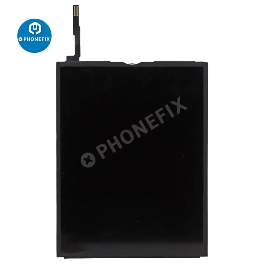 LCD display screen replacement for iPad Air and iPad 5 (2017) by PHONEFIX, showing the new screen assembly with connectors.