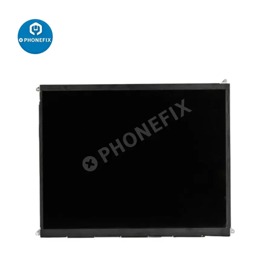 iPad 3 LCD screen replacement LTN097QL01-A03 by PHONEFIX, showing the new iPad display with front glass and internal LCD panel.