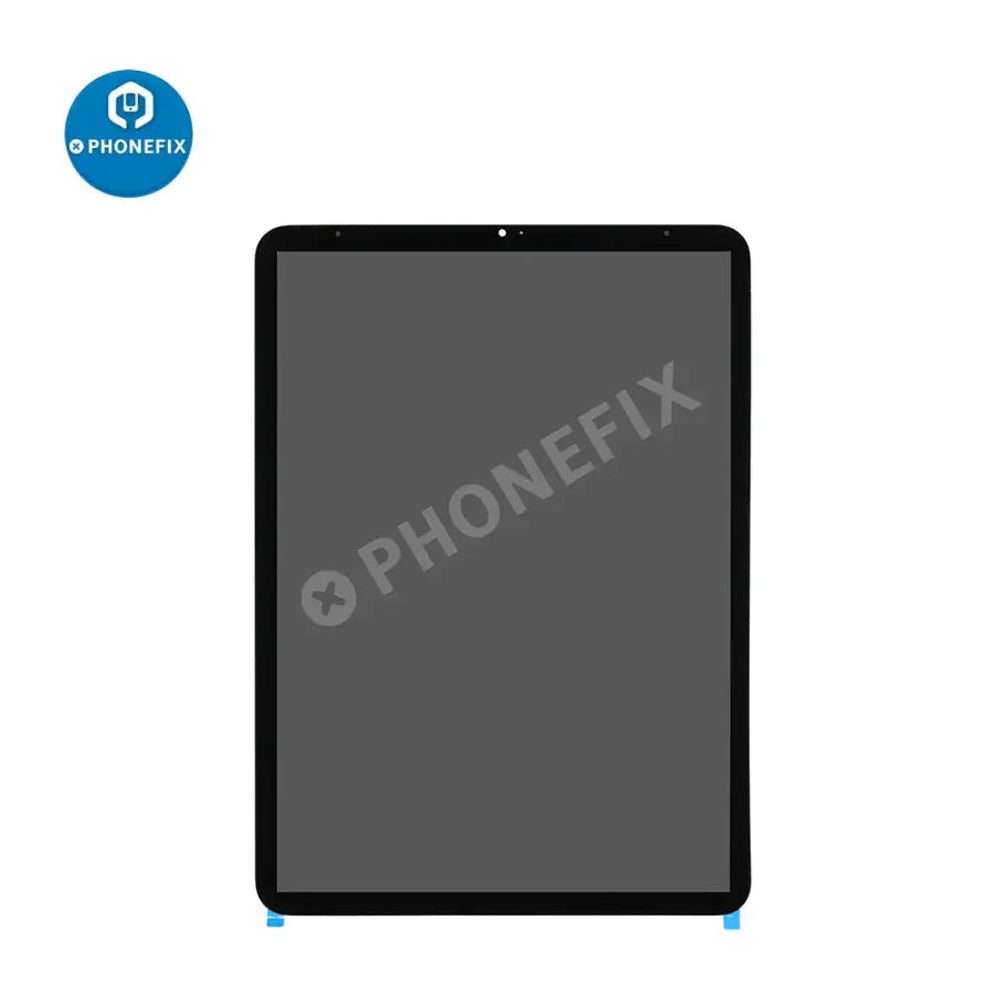 iPad Pro 11-inch 3rd generation LCD with digitizer assembly replacement by PHONEFIX, showing the assembled screen and components.