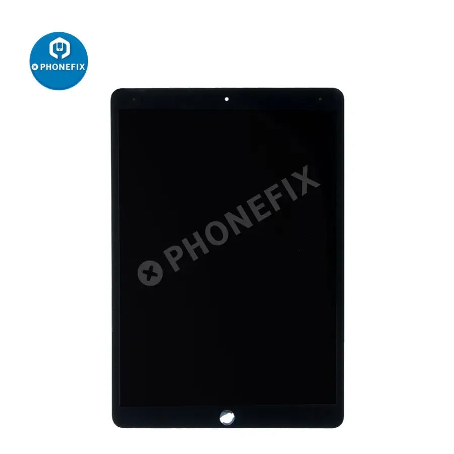 iPad Pro 10.5-inch LCD screen and digitizer assembly replacement by PHONEFIX, showing the assembled display and touch digitizer.