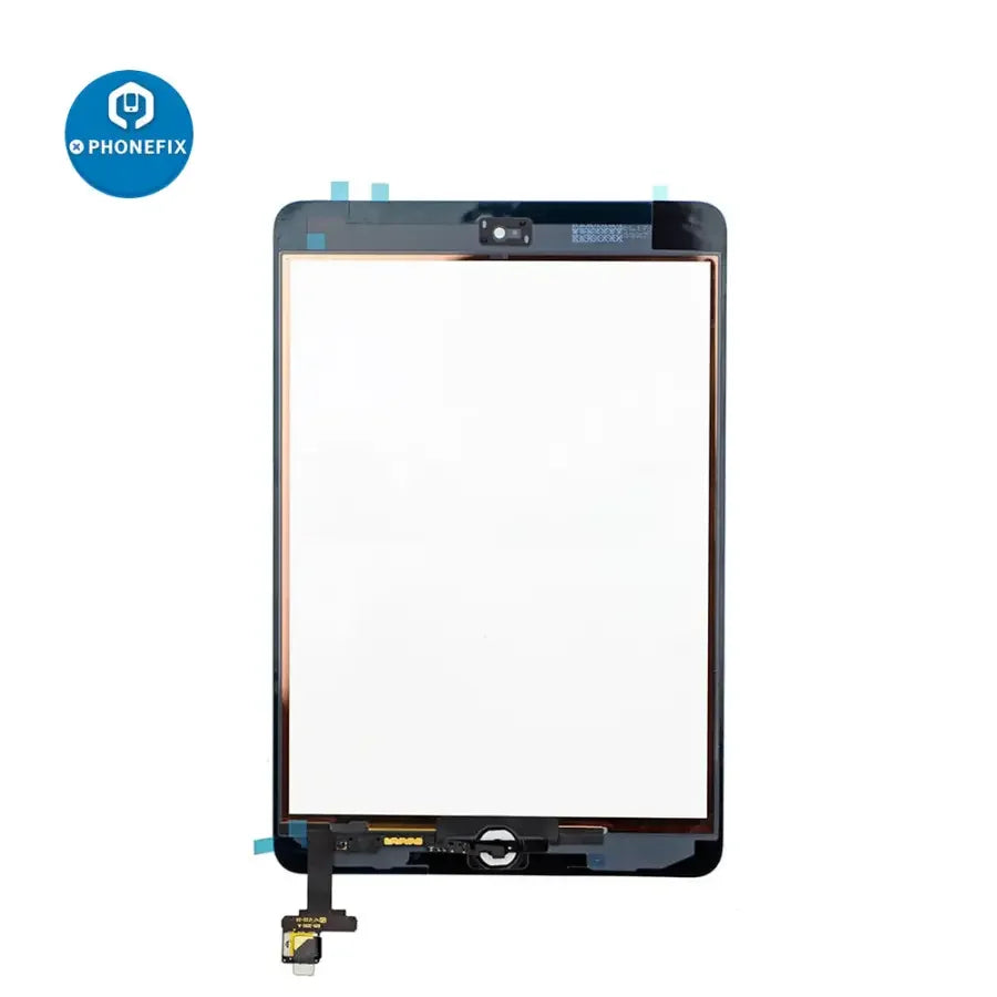 Replacement digitizer assembly for iPad Mini 1 and 2, compatible with PhoneFix iPad screen repair parts, showing the assembly components.