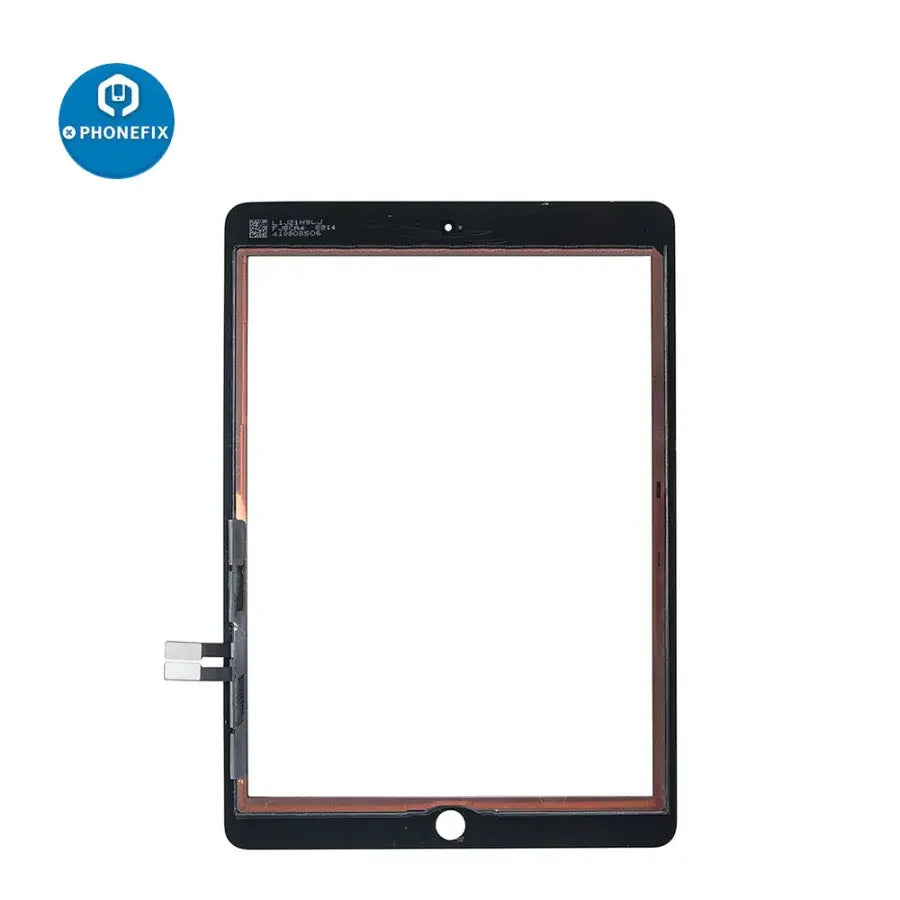 iPad 6 touch screen digitizer replacement by PHONEFIX, showing the black iPad screen with digitizer assembly.