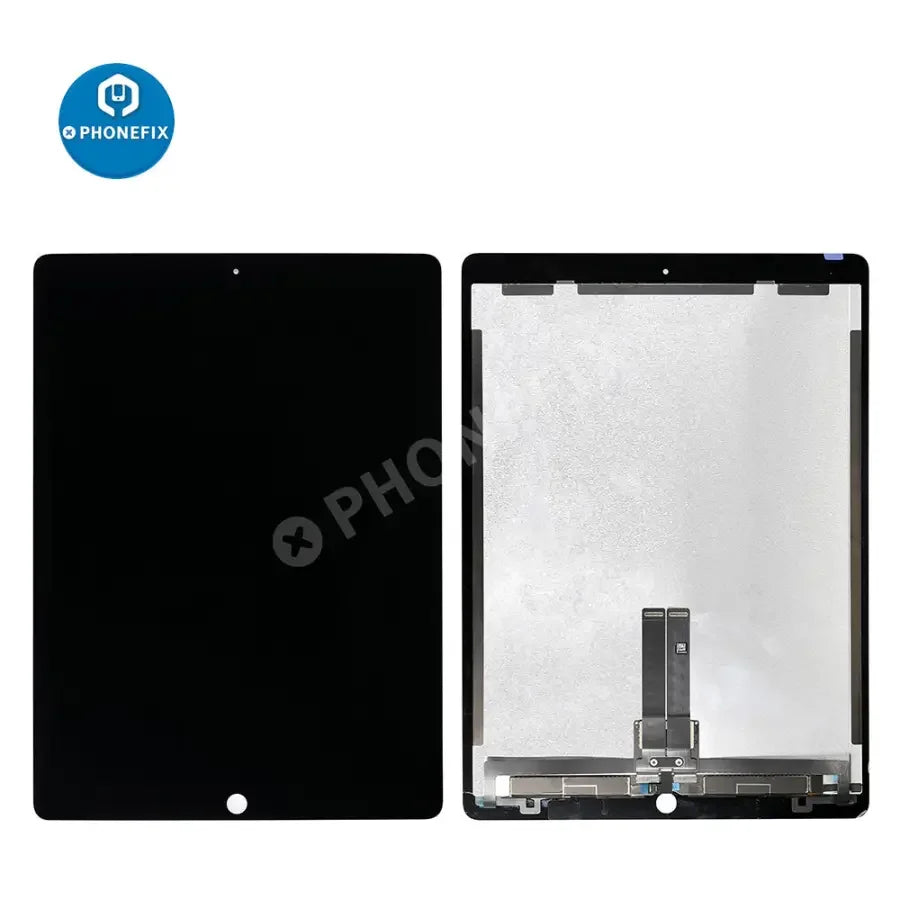iPad Pro 12.9" 2nd Gen LCD digitizer assembly with soldered board for screen replacement, shown in the image.