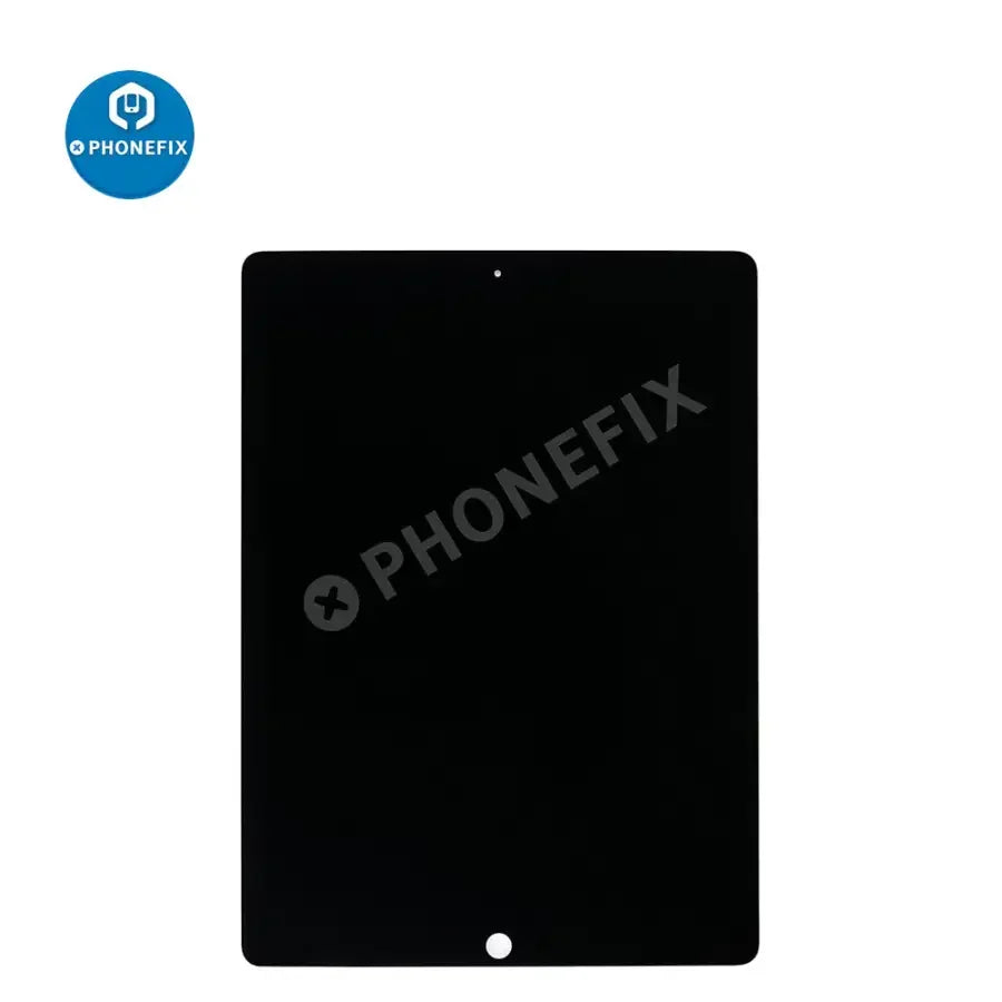 iPad Pro 12.9-inch 2nd Gen LCD digitizer assembly with soldered board for replacement, showing the assembled screen and circuit board.
