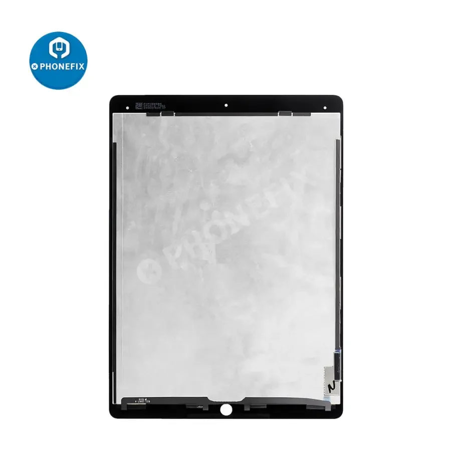 iPad Pro 12.9-inch LCD with digitizer assembly replacement by PHONEFIX showing screen components and assembly details