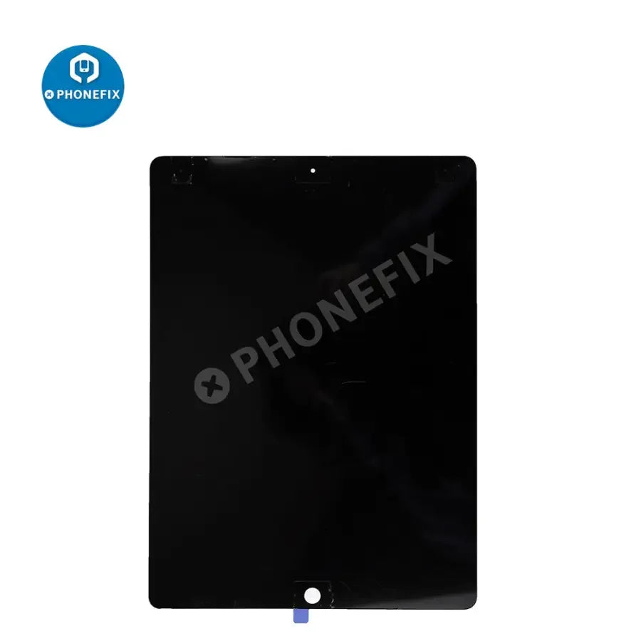 iPad Pro 12.9-inch 2nd Gen LCD with digitizer assembly replacement by PHONEFIX, showing the assembled screen and digitizer components.