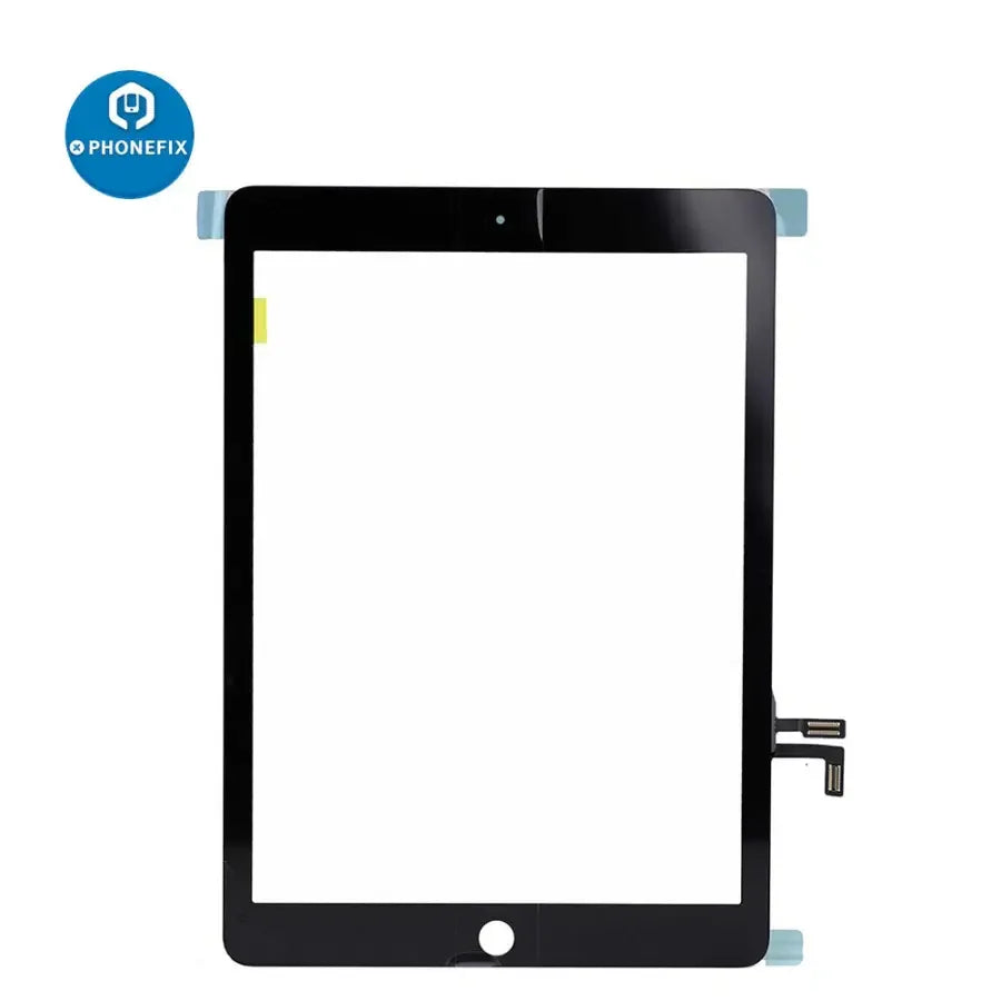PhoneFix iPad Air and iPad 5 (2017) touchscreen digitizer replacement, showing the new glass screen on the device.