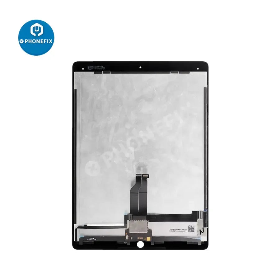 iPad Pro 12.9-inch LCD digitizer assembly with soldered board for PHONEFIX iPad screen replacement, showing the complete screen and circuitry